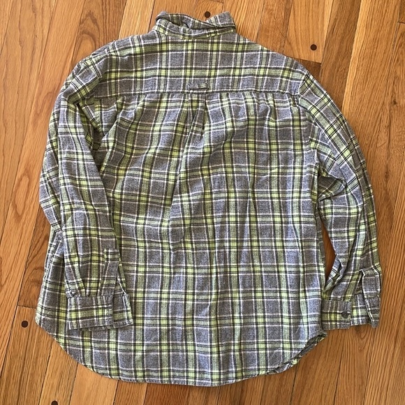 Vintage 90s Y2K Plaid Fuzzy Button Down Cotton Green Shirt Women L - Picture 4 of 6